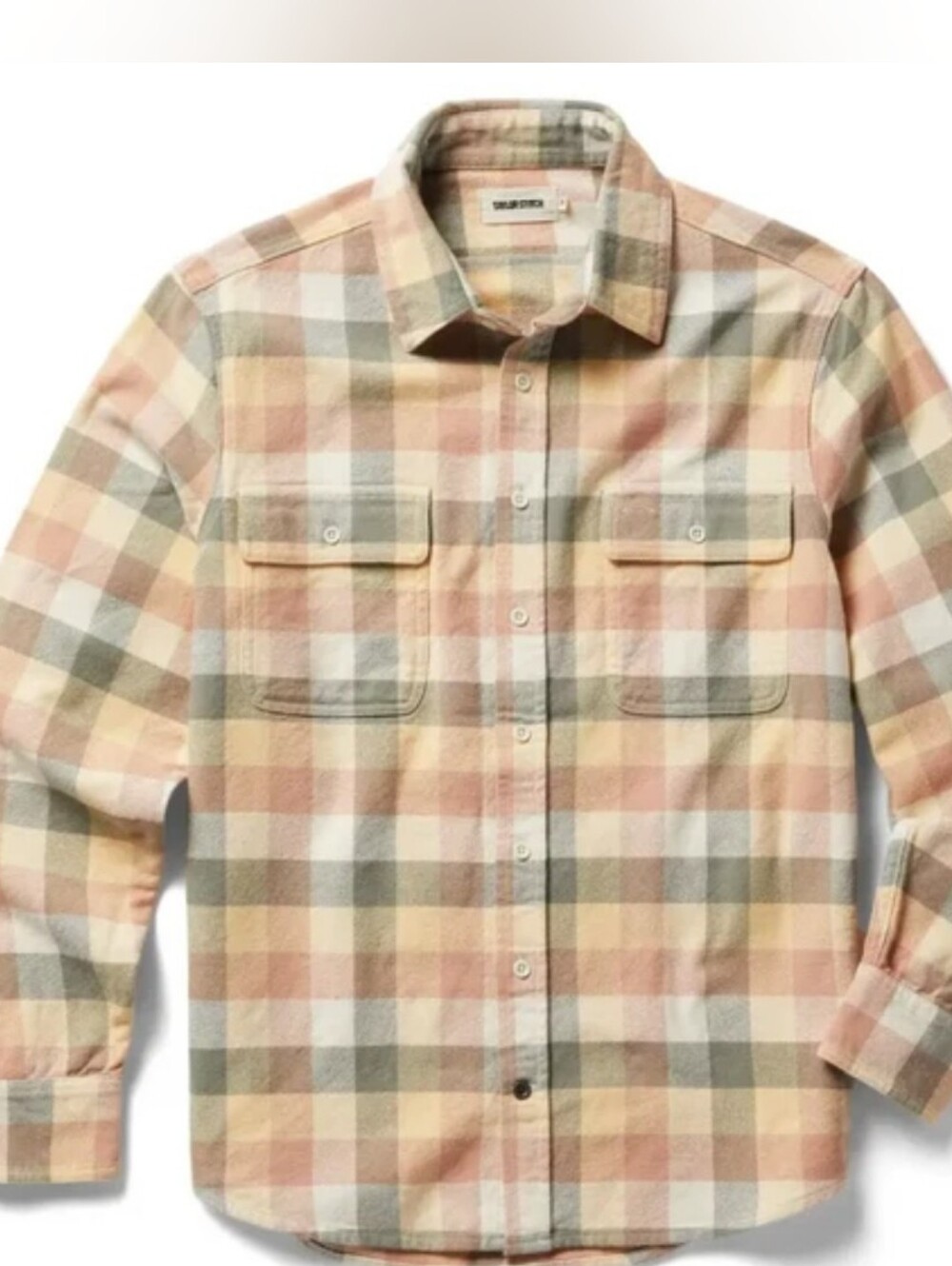Taylor Stitch Ledge Pastel Plaid 100% organic cotton flannel Shirt. Size 42